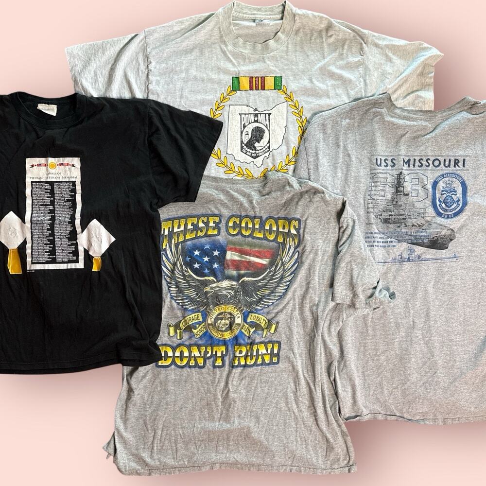 Vtg USMC T-Shirt Lot 4 Mens XL XXL 90s Y2k Pow Mia Canadian Veterans Missouri